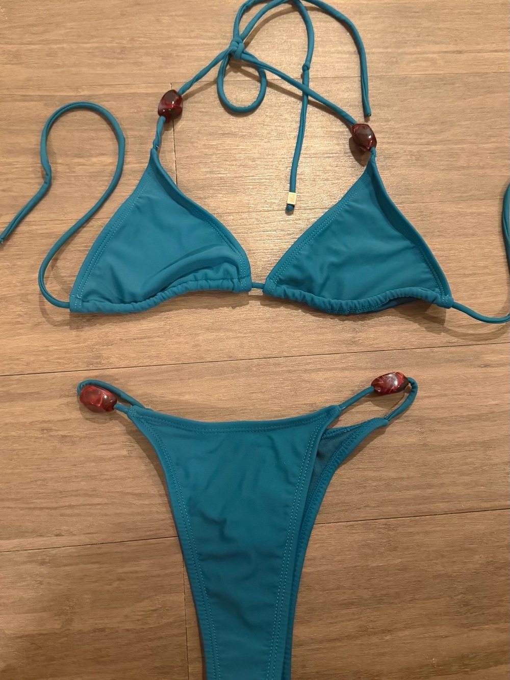 PrettyLittleThing Teal Triangle String Bikini Set
